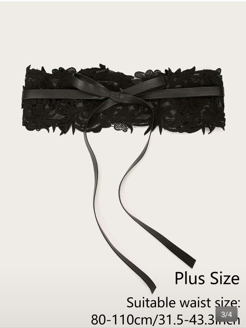 SHEIN Black Floral Lace Tie-Back Belt